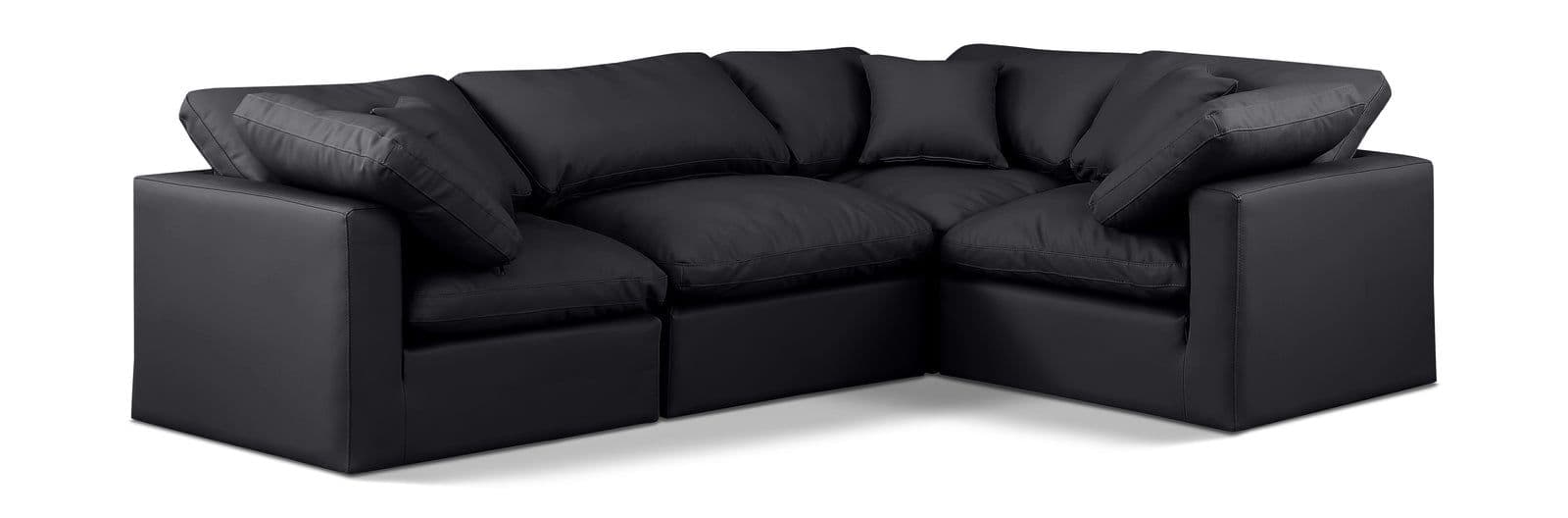 Sloane 105" Vegan Leather Upholstered Sectional, 4-Piece (Style 3)