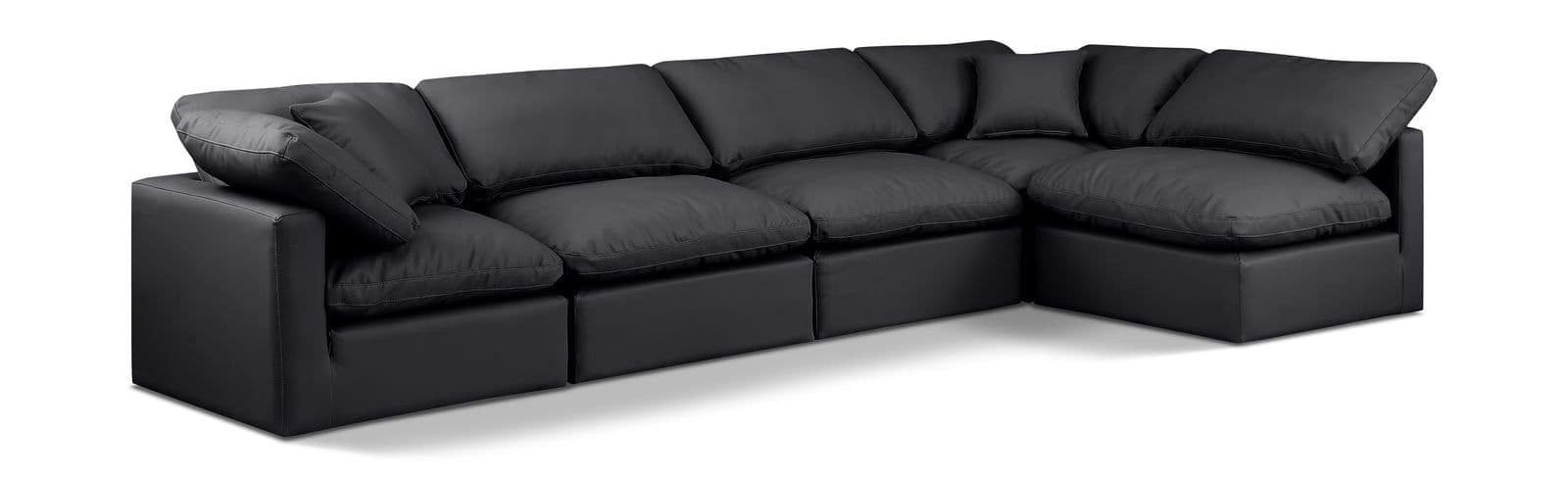 Sloane 140" Vegan Leather Upholstered Sectional, 5-Piece (Style 2)