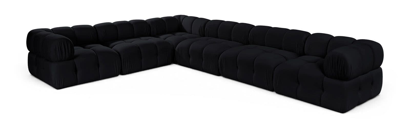 Camden Black Velvet Performance Fabric Upholstered Sectional, 6-Piece