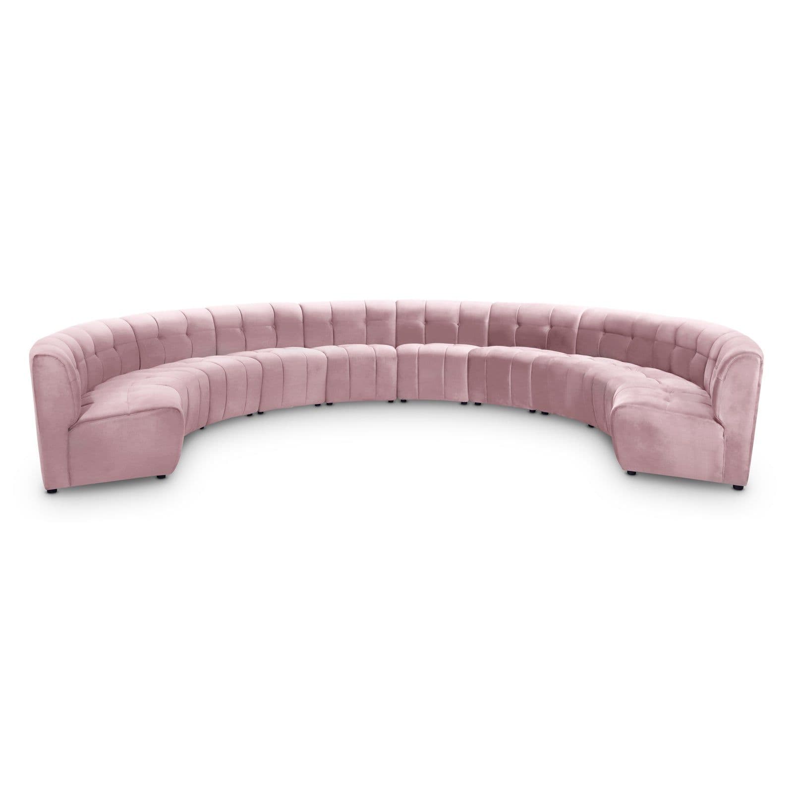 Kira 177.5" Pink Velvet Upholstered Sectional, 10-Piece