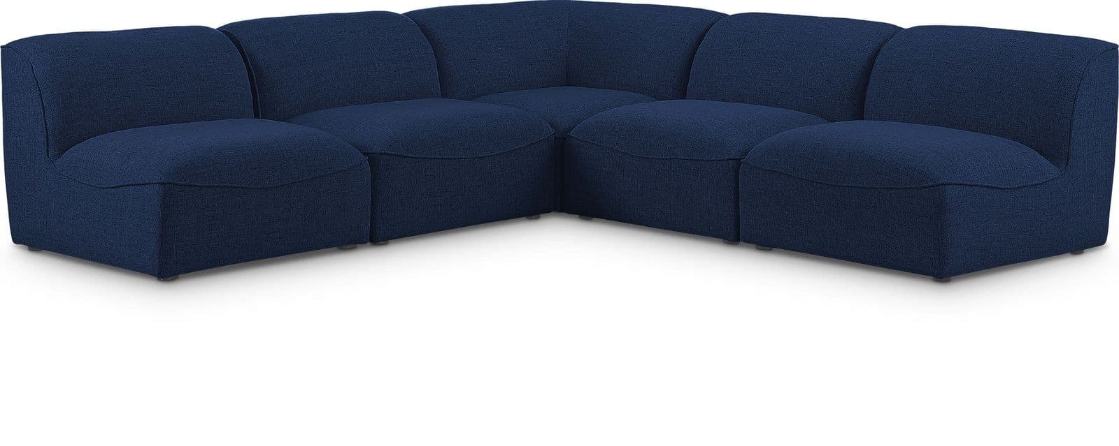 Greer 104" Navy Linen Textured Fabric Upholstered Sectional, 5-Piece