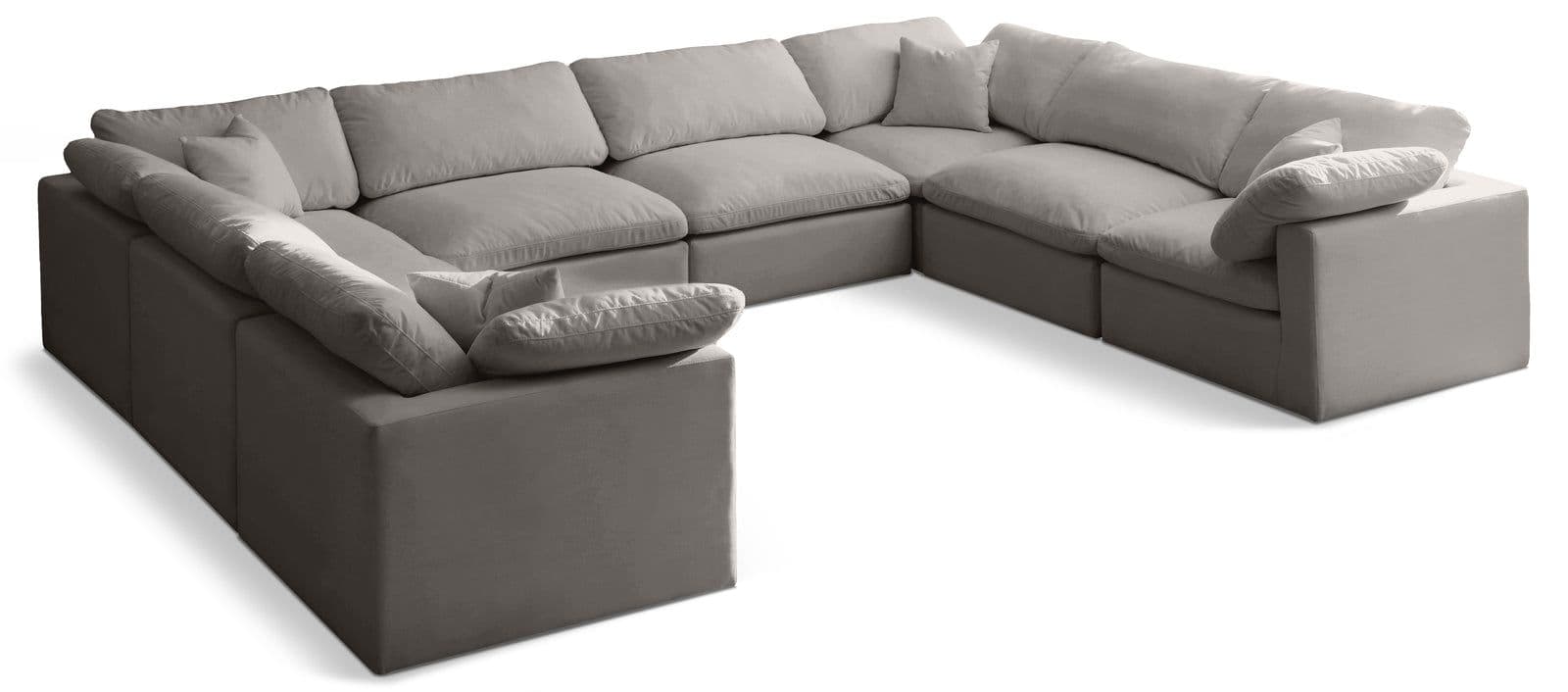 Selene 140" Grey Velvet Upholstered Standard Comfort Sectional, 8-Piece