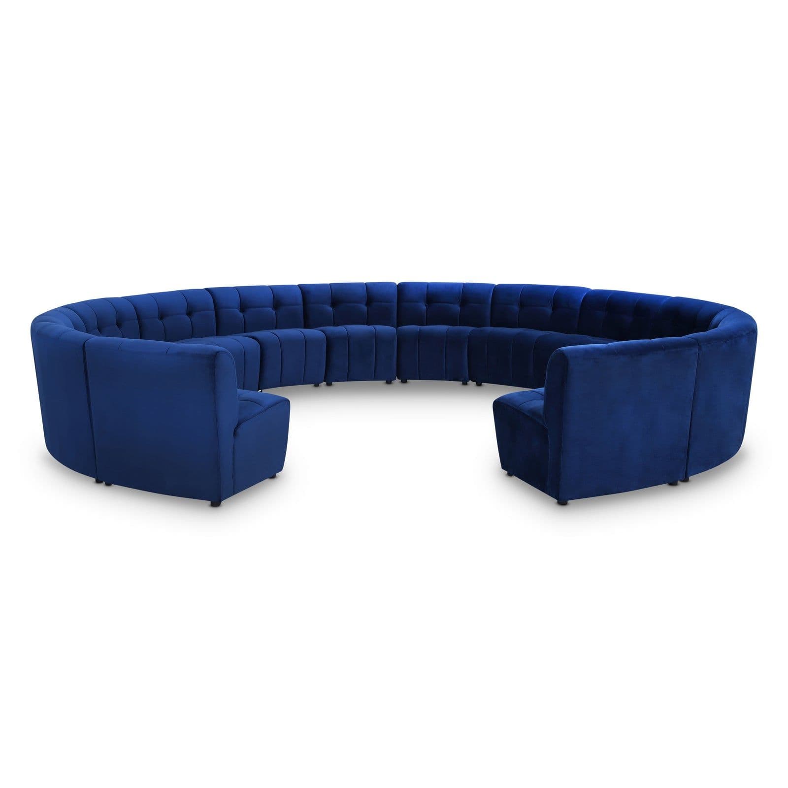 Kira 177.5" Navy Velvet Upholstered Sectional, 14-Piece