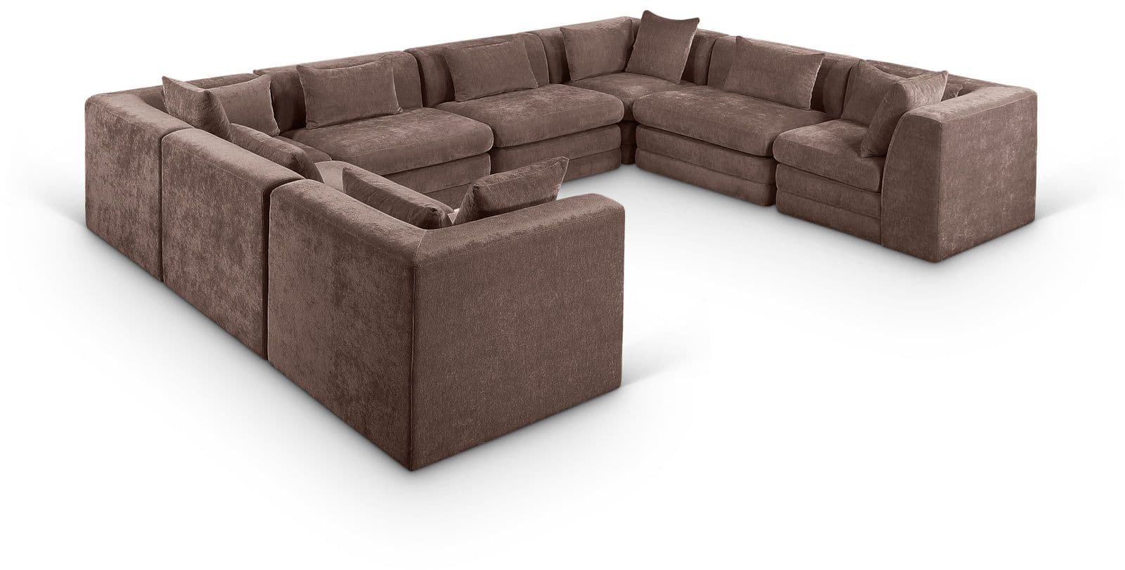 Willow 152" Brown Chenille Fabric Upholstered 8Pc. Sectional, 8-Piece