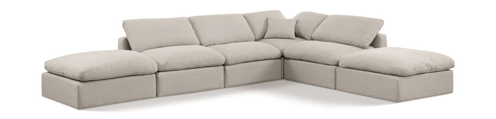 Sloane 140" Linen Textured Fabric Upholstered Sectional, 6-Piece (Style 4)