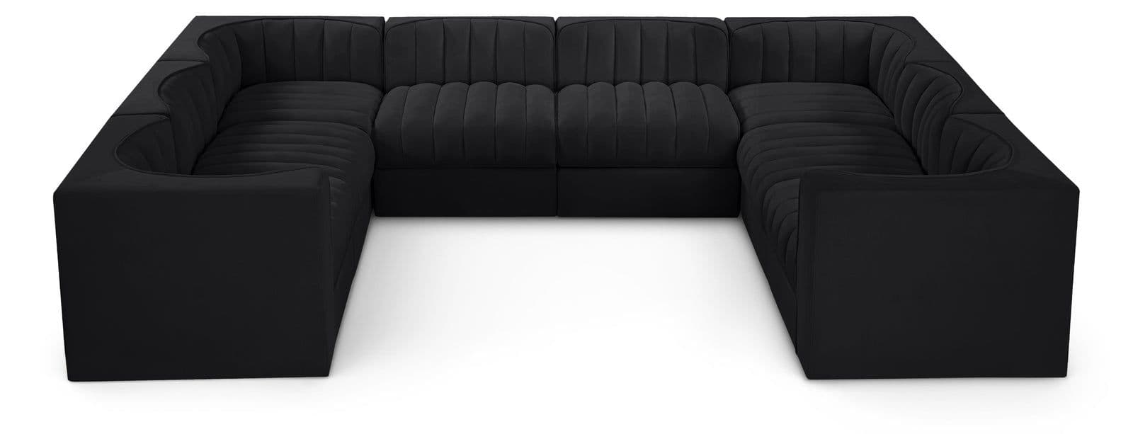 Talia Black Velvet Performance Fabric Upholstered Sectional