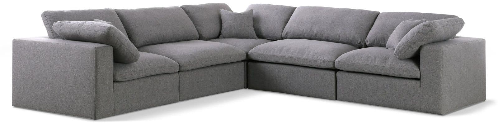 Camden 119" Grey Linen Textured Fabric Upholstered Deluxe Comfort Sectional, 5-Piece