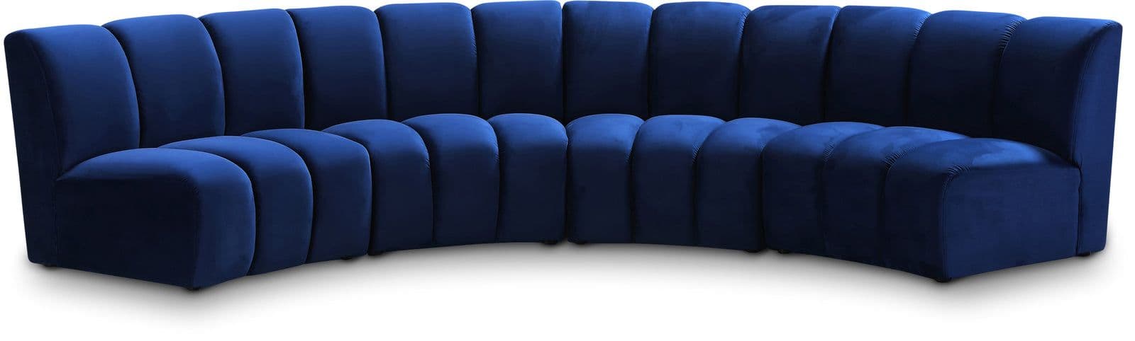 Isolde 148" Navy Velvet Upholstered Sectional, 4-Piece