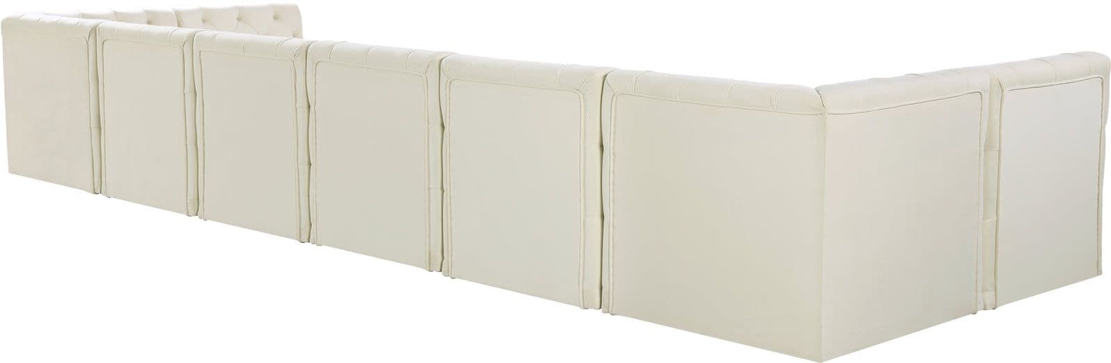 Faye 186" Cream Velvet Upholstered Sectional, 8-Piece