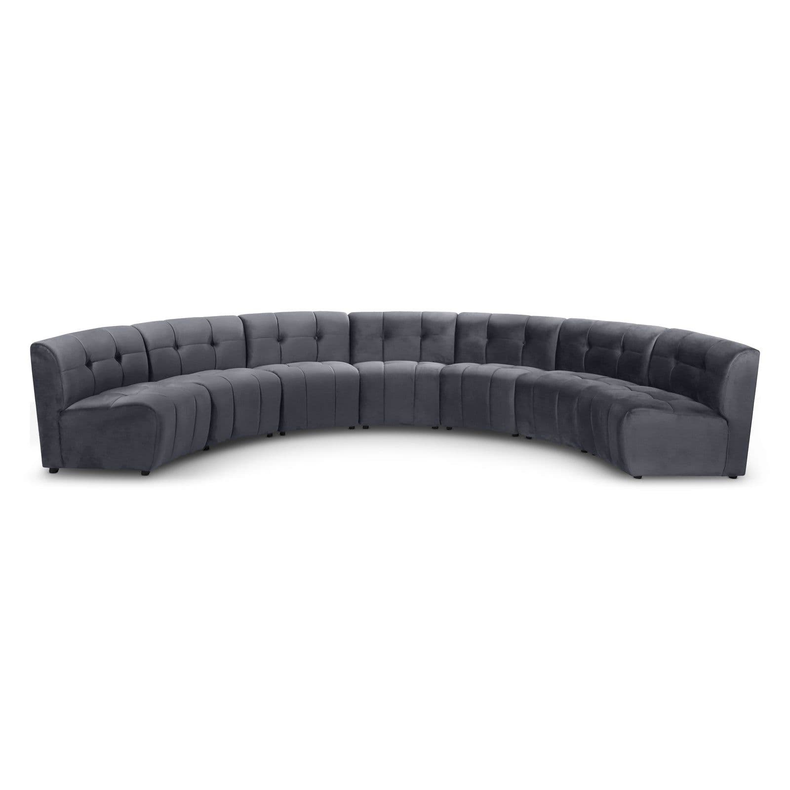 Kira 169.5" Grey Velvet Upholstered Sectional, 7-Piece