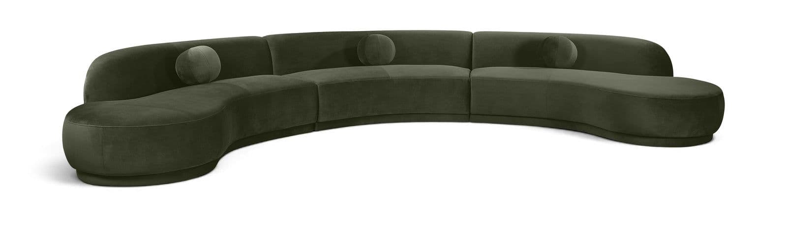 Juniper 177.5" Green Velvet Performance Fabric Upholstered Sectional