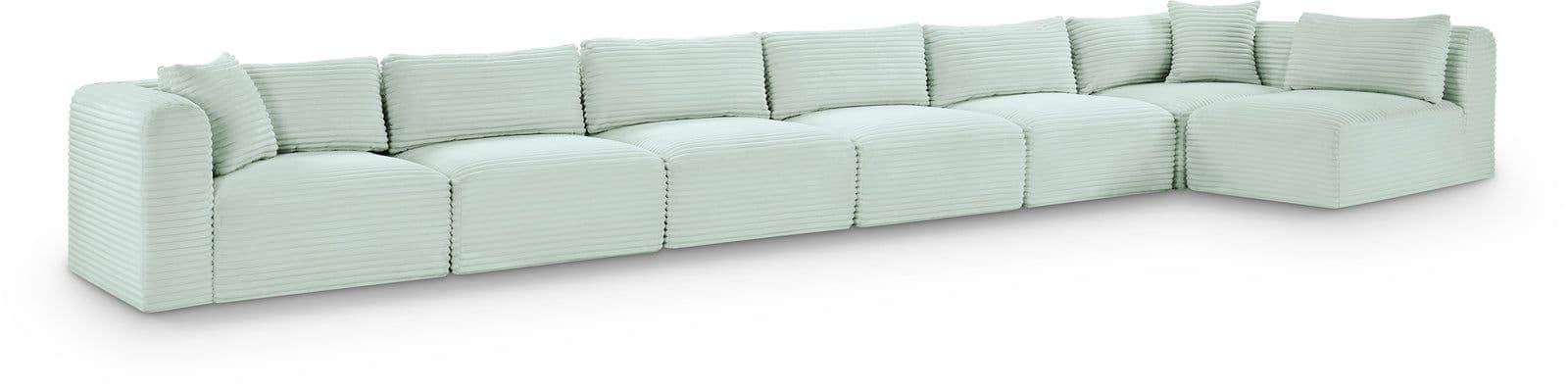 Faye 202" Mint Corduroy Performance Fabric Upholstered Sectional, 7-Piece