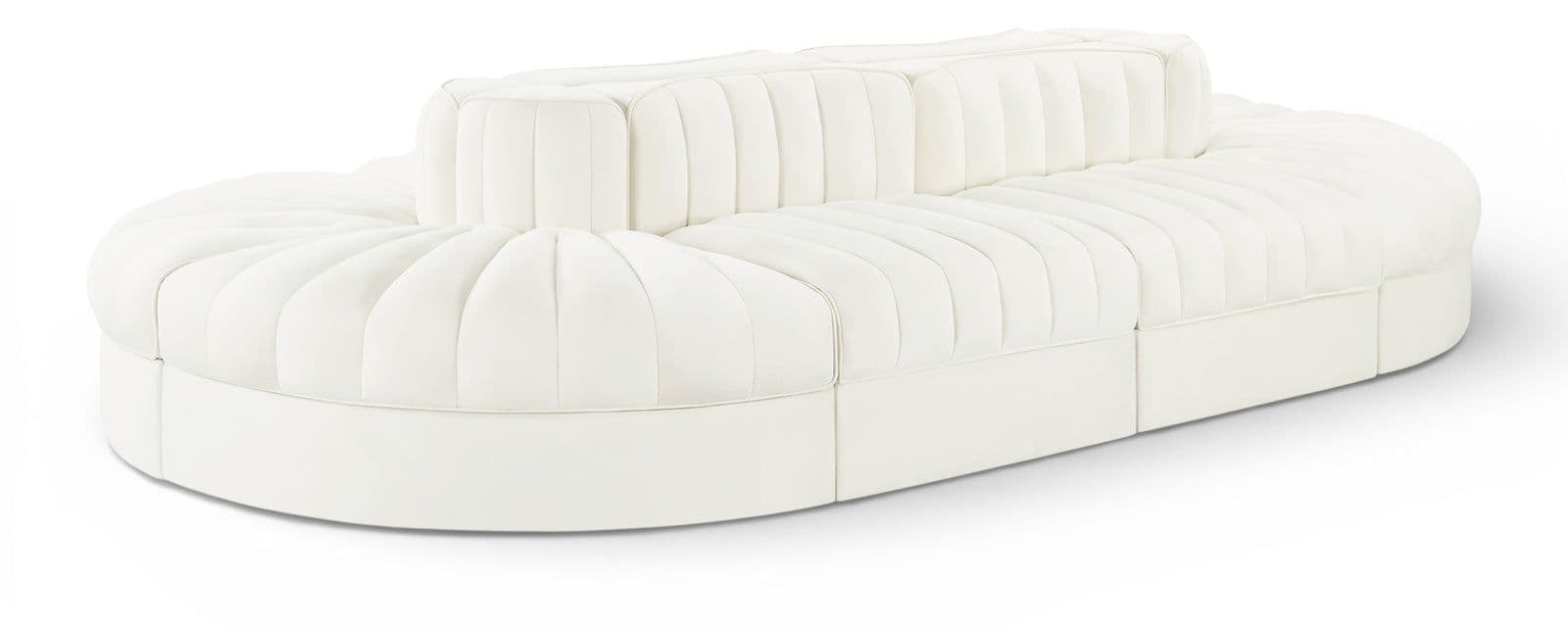 Talia Cream Velvet Performance Fabric Upholstered Sectional, 8-Piece (Style 2)