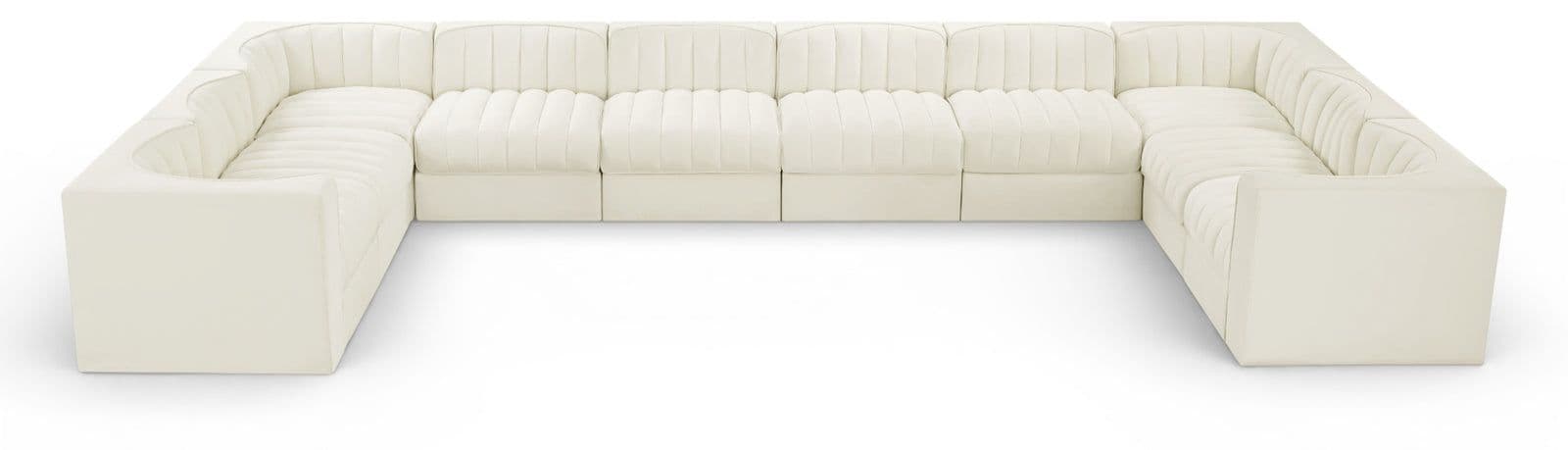 Talia Cream Velvet Performance Fabric Upholstered Sectional, 10-Piece