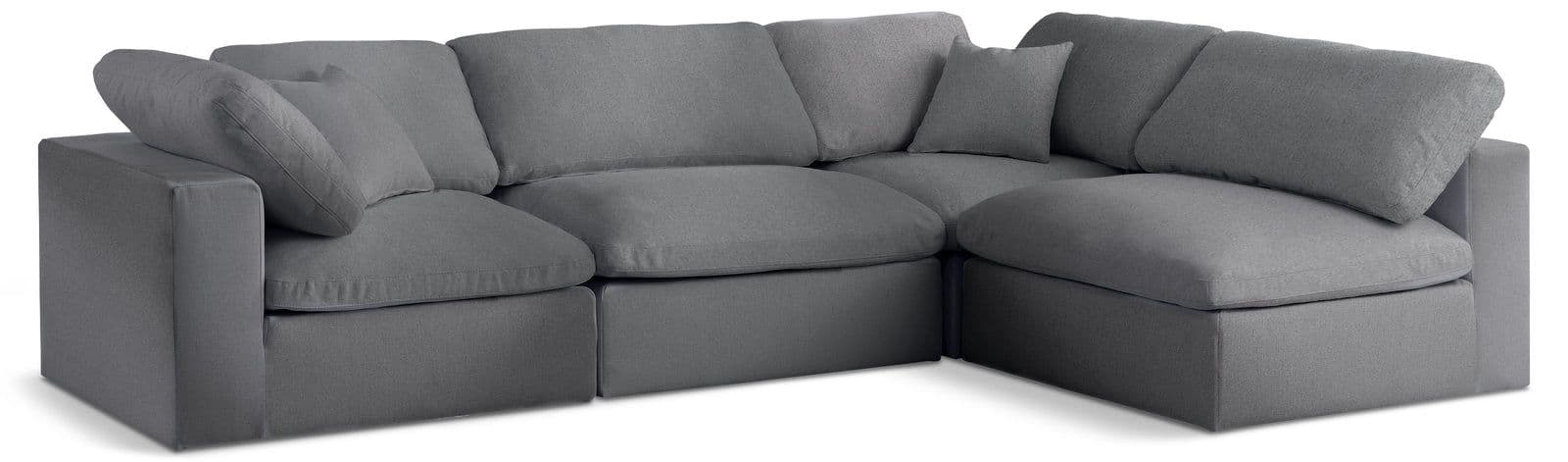 Camden 119" Grey Linen Textured Fabric Upholstered Deluxe Comfort Sectional, 4-Piece (Style 2)