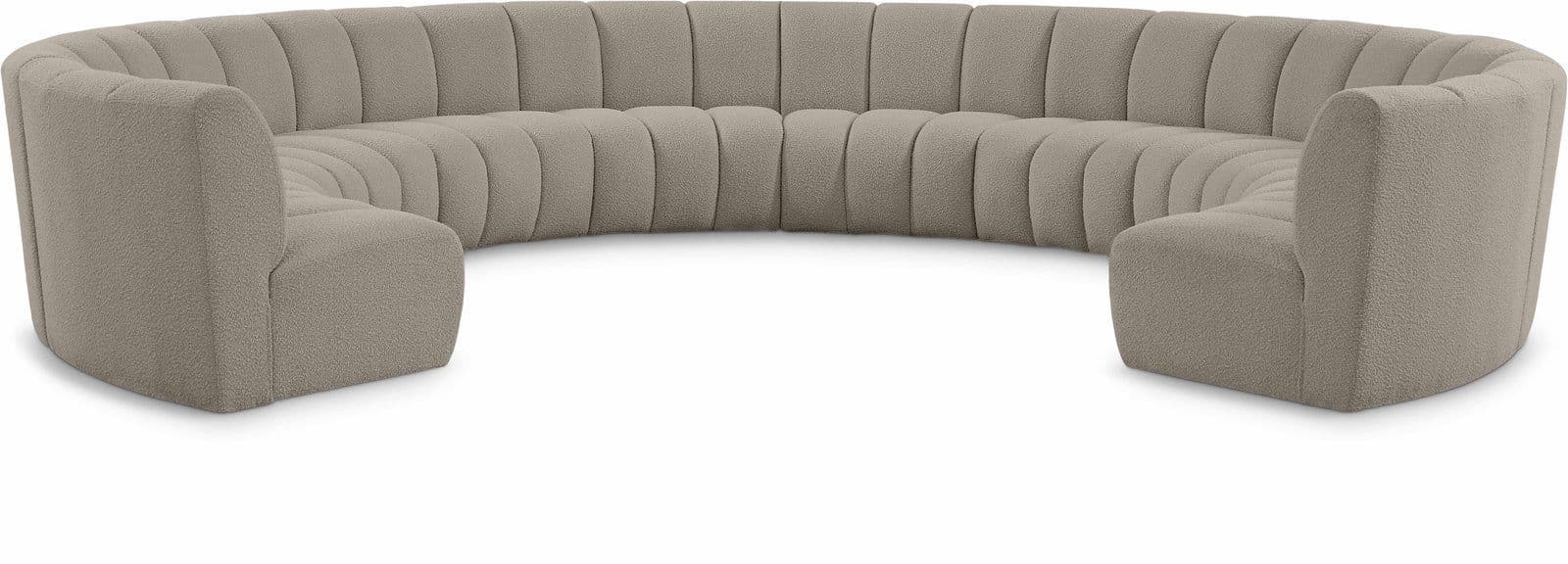 Isolde 178" Brown Boucle Fabric Upholstered Sectional, 10-Piece