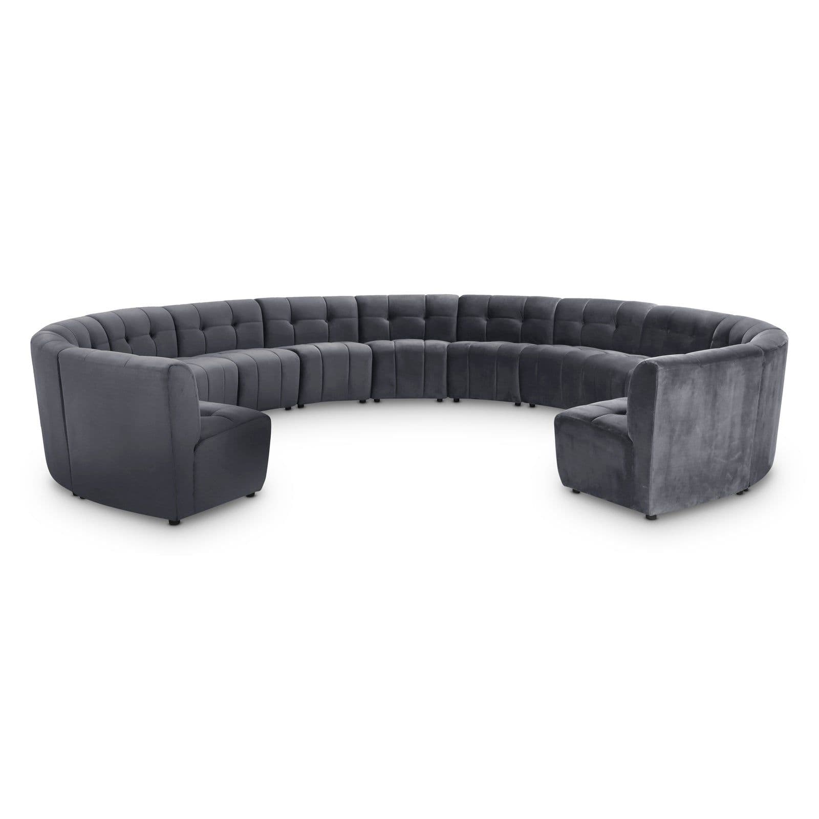 Kira 177.5" Grey Velvet Upholstered Sectional, 13-Piece