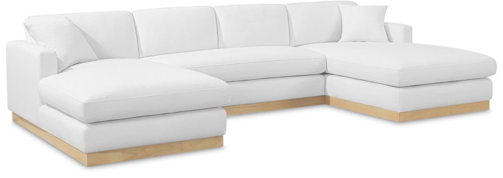 Bellamy 127" White Linen Textured Fabric Upholstered Sectional, 3-Piece