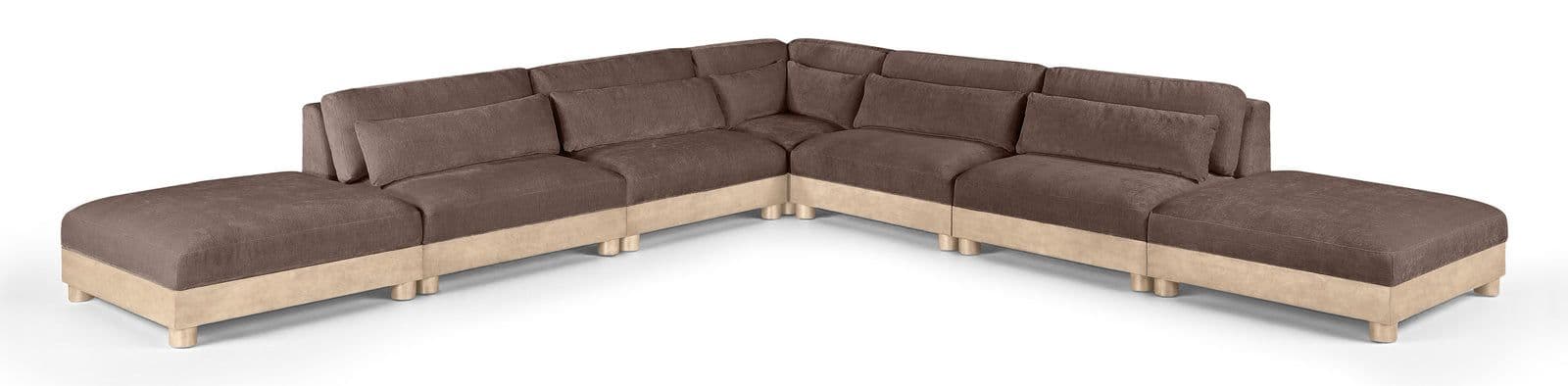 Kira 160" Brown Chenille Fabric Upholstered Modular Sectional, 7-Piece