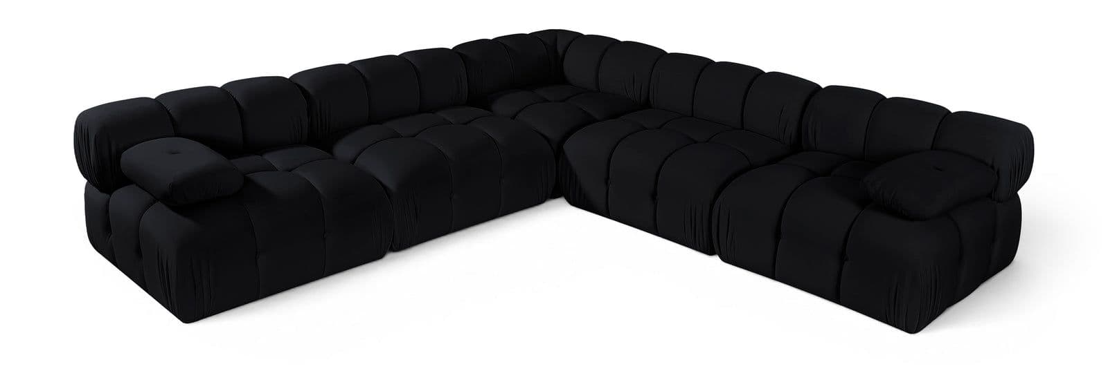Camden Black Velvet Performance Fabric Upholstered Sectional, 5-Piece (Style 2)