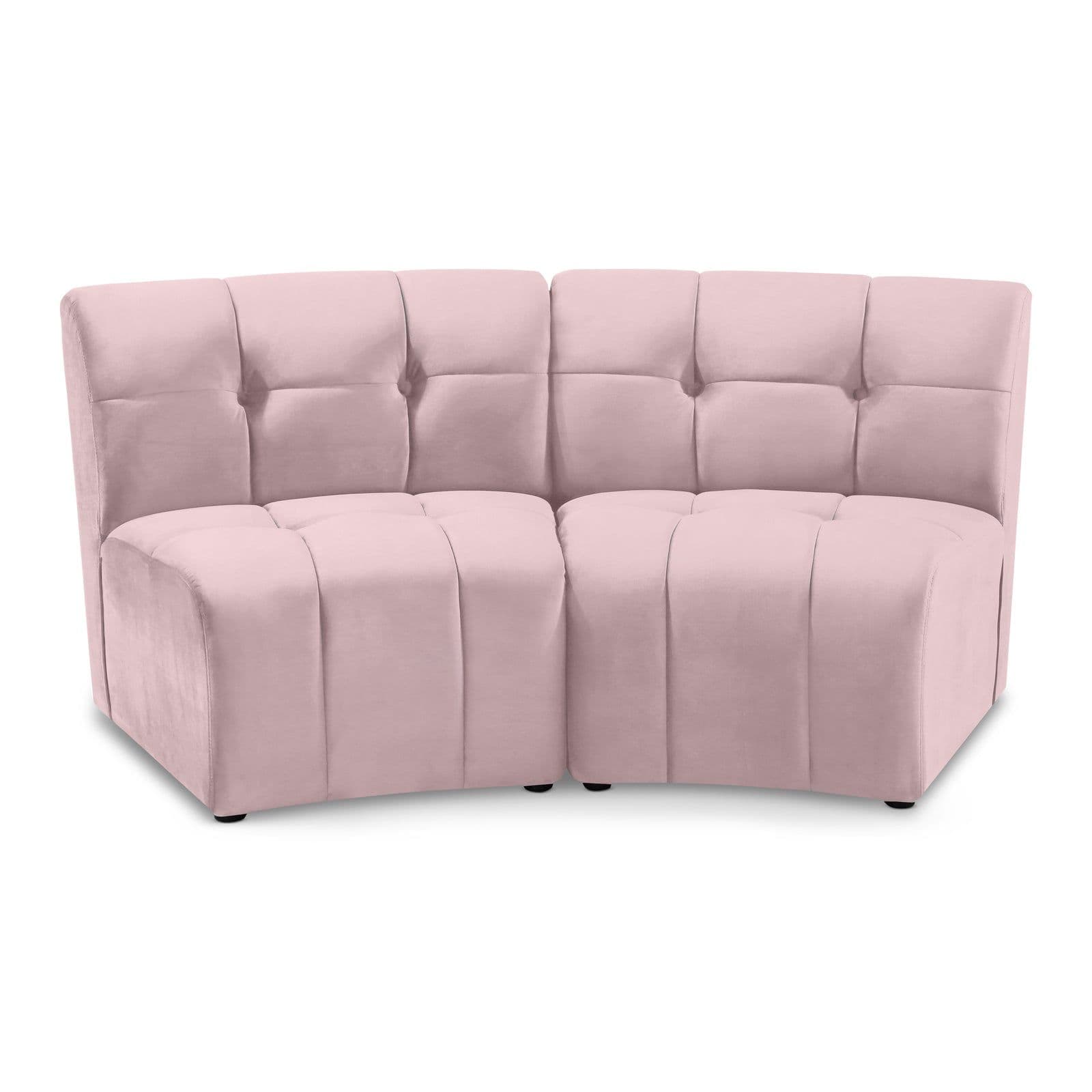 Kira 65" Pink Velvet Upholstered Sectional, 2-Piece