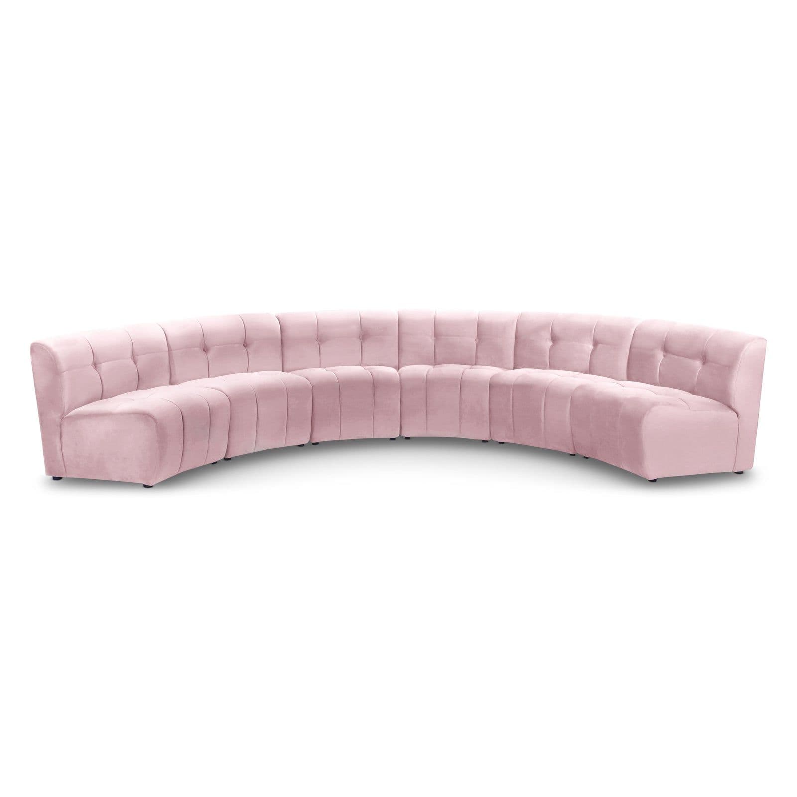 Kira 157.5" Pink Velvet Upholstered Sectional, 6-Piece