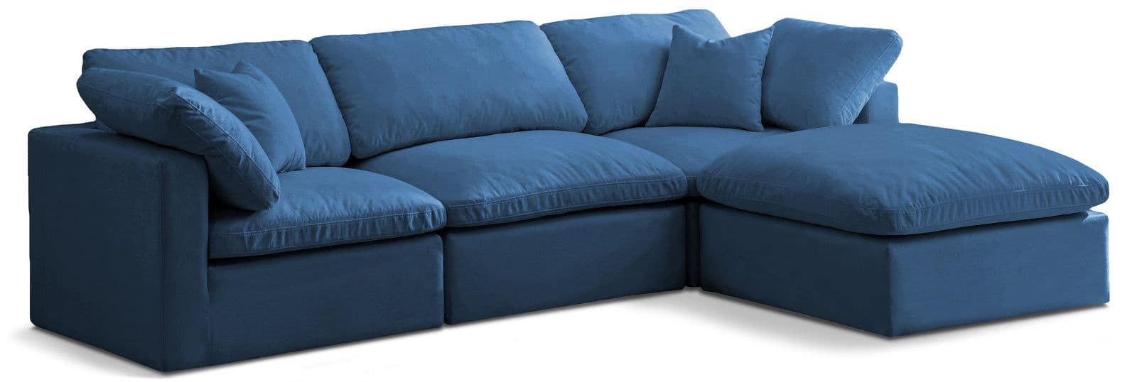Selene 105" Navy Velvet Upholstered Standard Comfort Sectional, 4-Piece