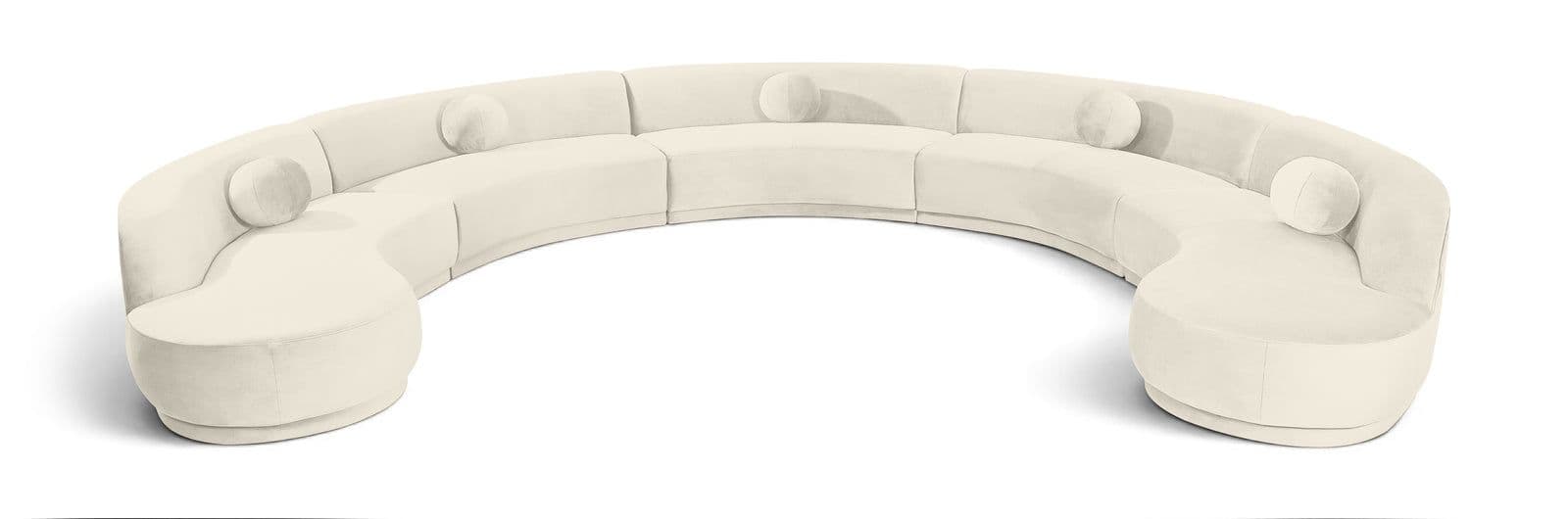 Juniper 192" Cream Velvet Performance Fabric Upholstered Sectional