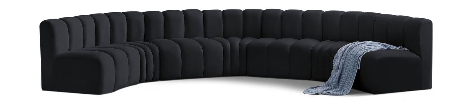Yara 162" Velvet Upholstered Sectional, 7-Piece
