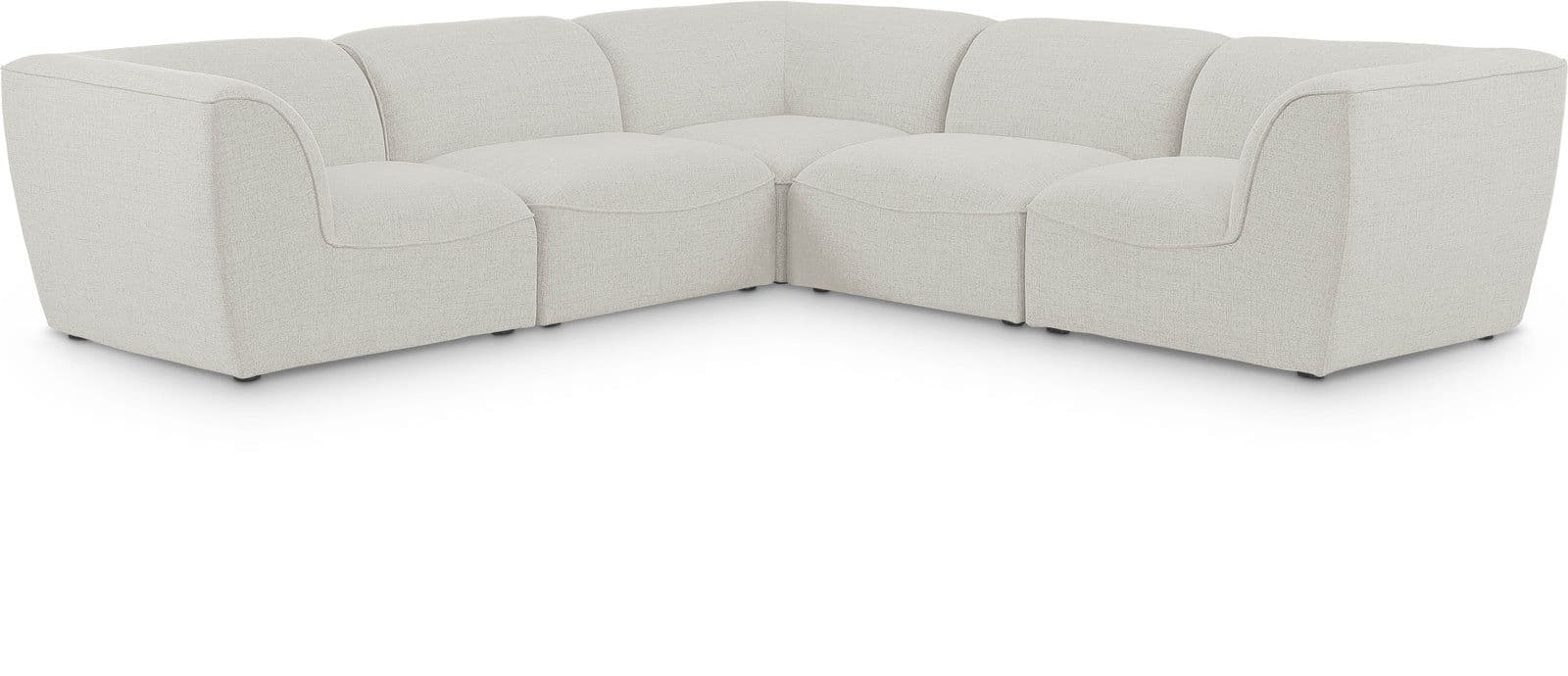 Greer 109" Cream Linen Textured Fabric Upholstered Sectional, 5-Piece