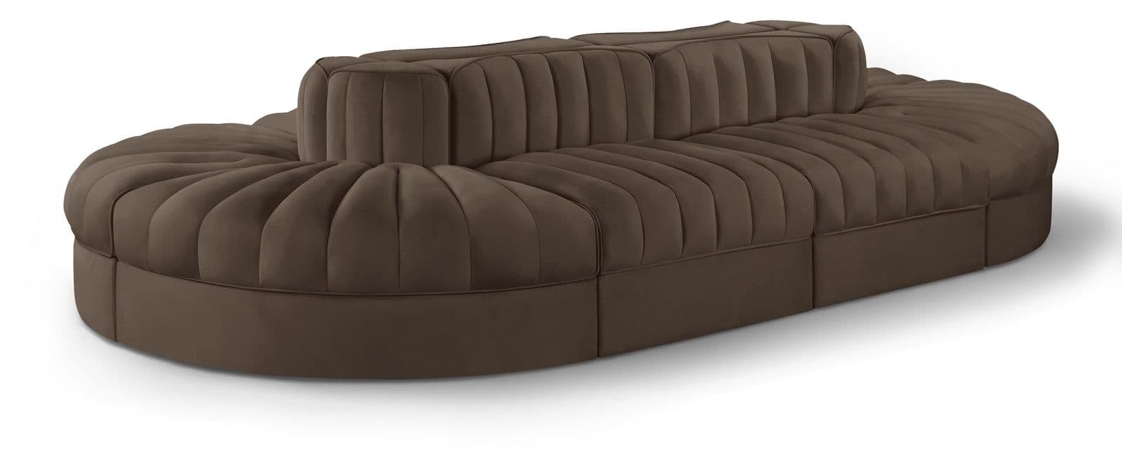 Talia Brown Velvet Performance Fabric Upholstered Sectional, 8-Piece (Style 2)