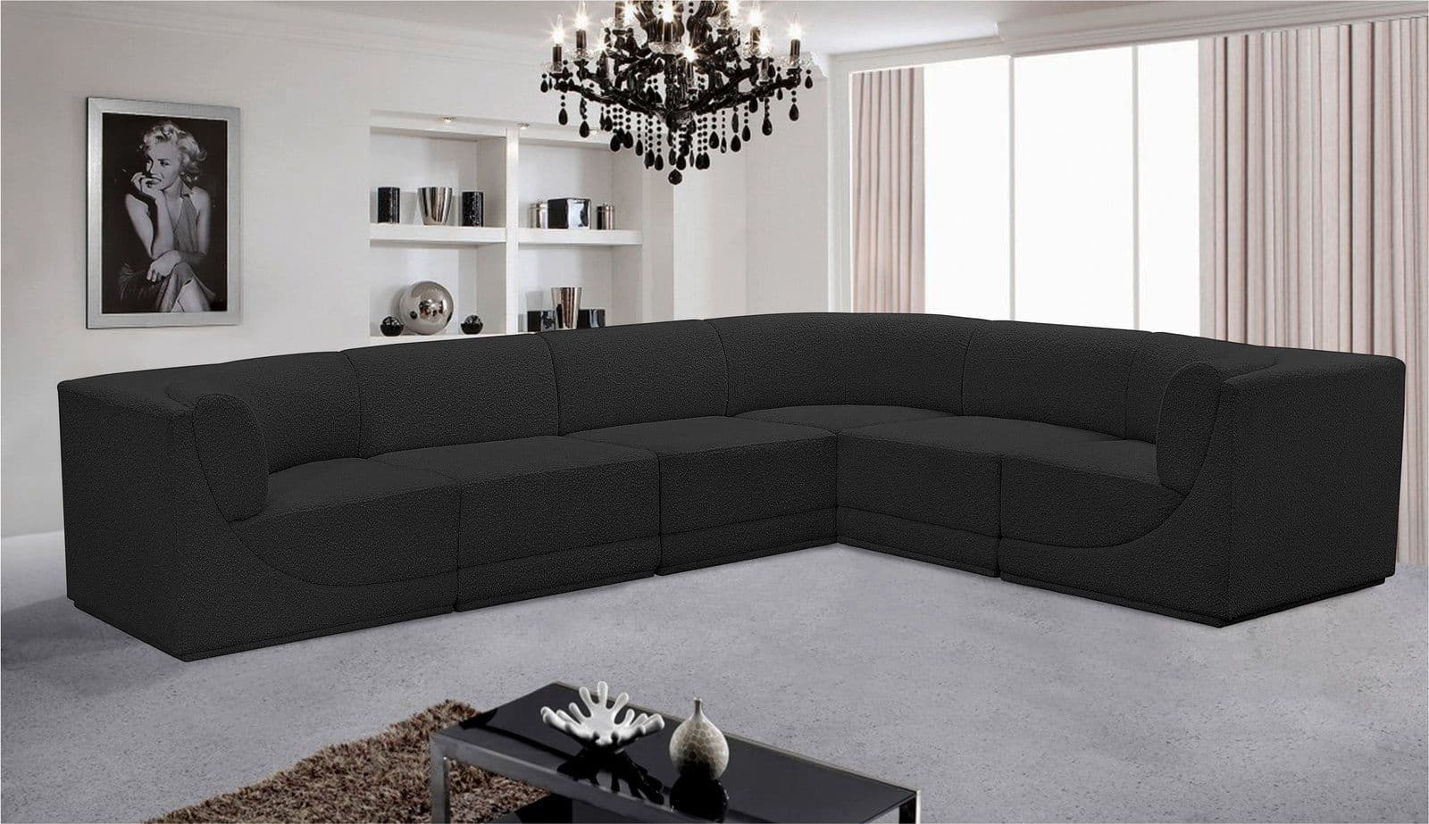 Harlow 128" Boucle Fabric Upholstered Sectional, 6-Piece (Style 2)