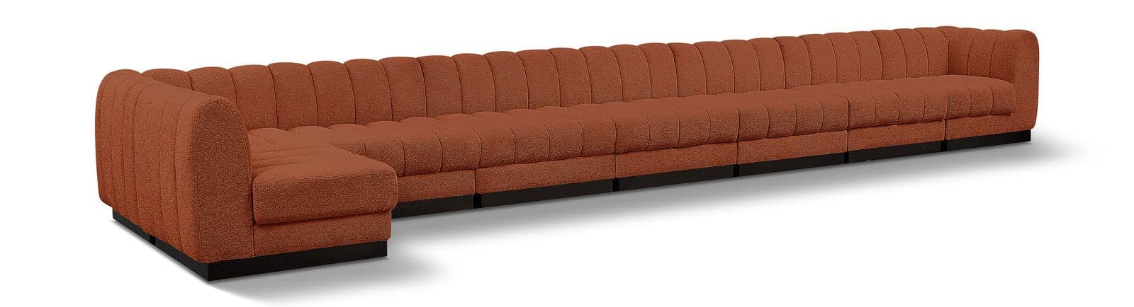 Opal 229" Chenille Fabric Upholstered Sectional, 8-Piece