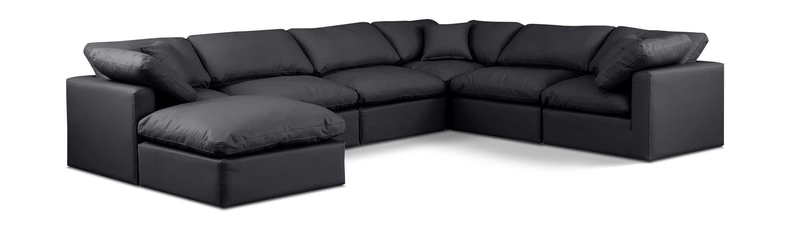 Sloane 140" Vegan Leather Upholstered Sectional, 7-Piece