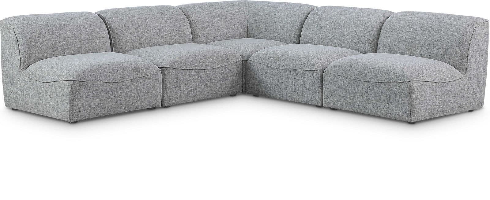 Greer 104" Grey Linen Textured Fabric Upholstered Sectional, 5-Piece