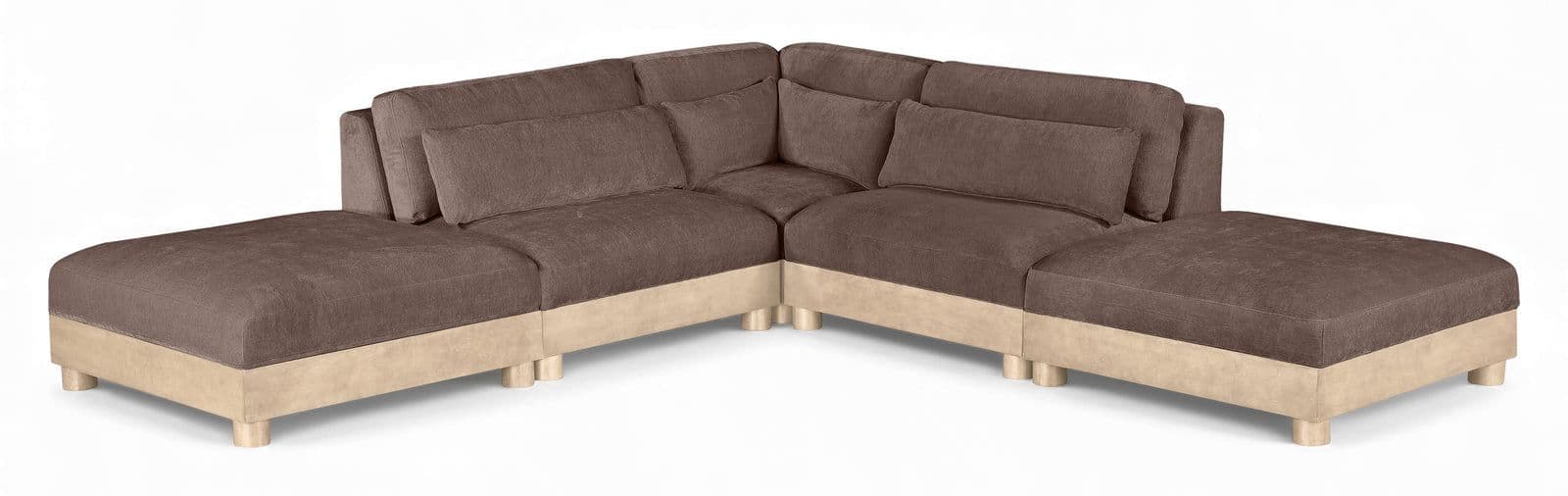 Kira 120" Brown Chenille Fabric Upholstered Modular Sectional, 5-Piece (Style 2)