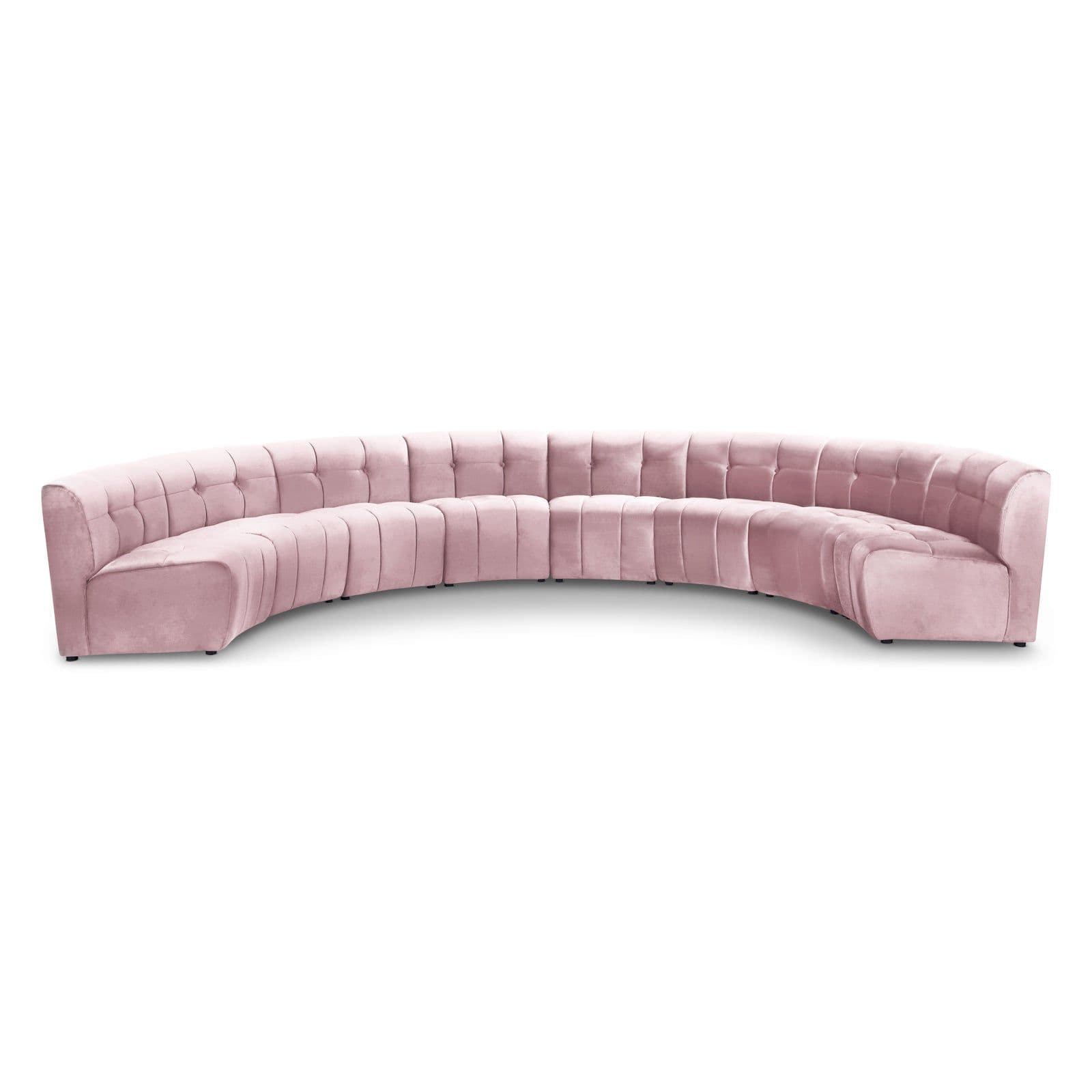 Kira 174.5" Pink Velvet Upholstered Sectional, 8-Piece