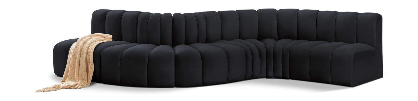 Yara 145" Velvet Upholstered Sectional, 6-Piece
