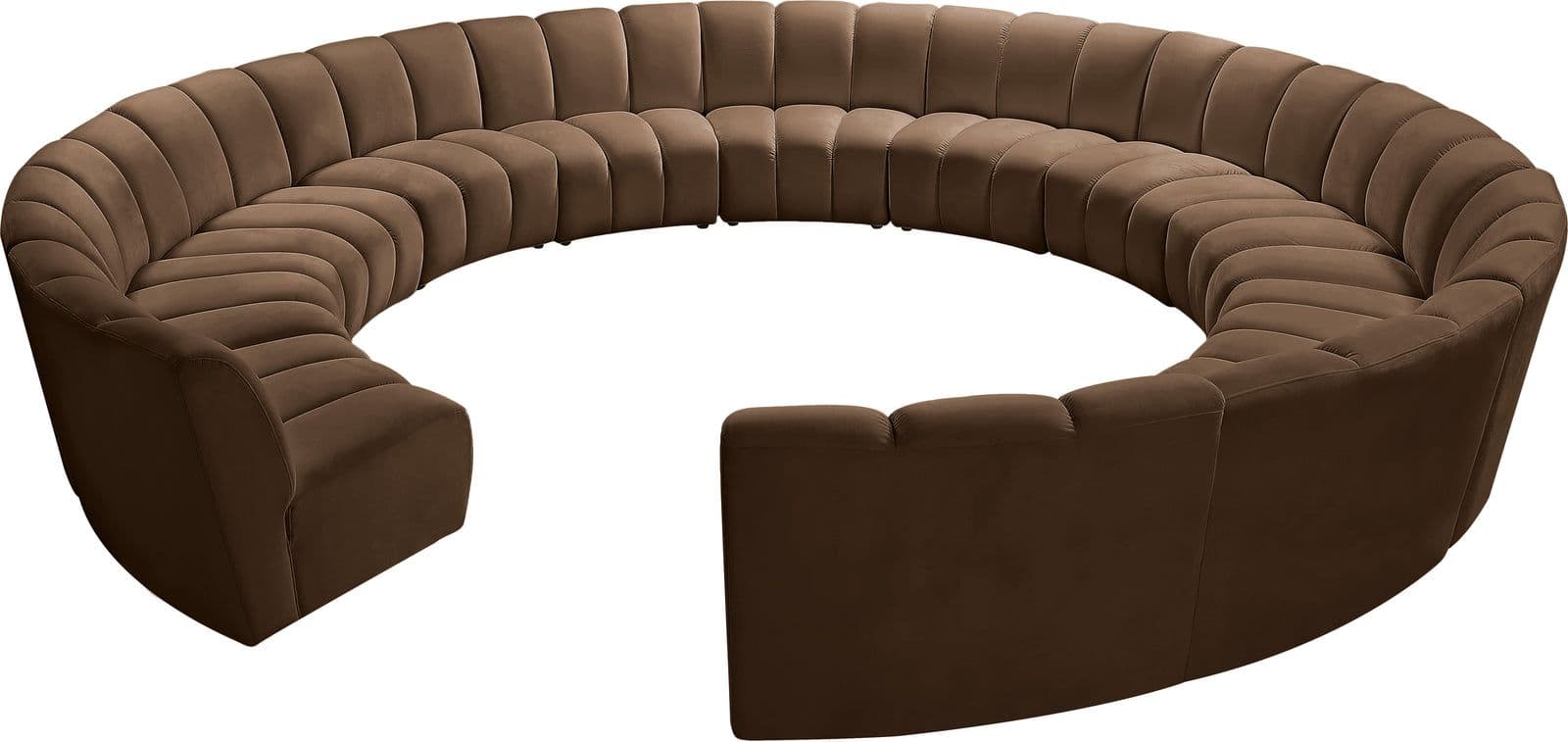 Isolde 183" Brown Velvet Upholstered Sectional, 12-Piece