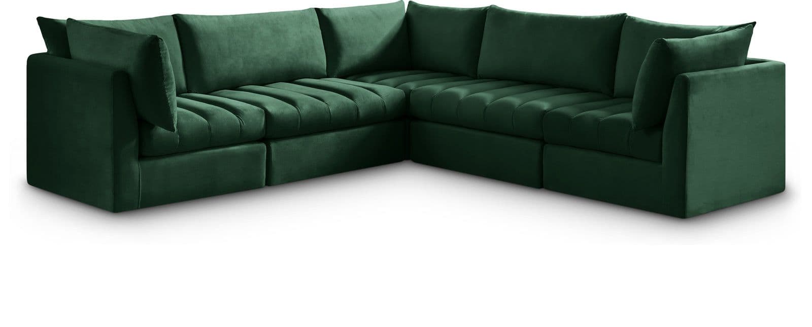 Rowan 103" Green Velvet Upholstered Sectional, 5-Piece
