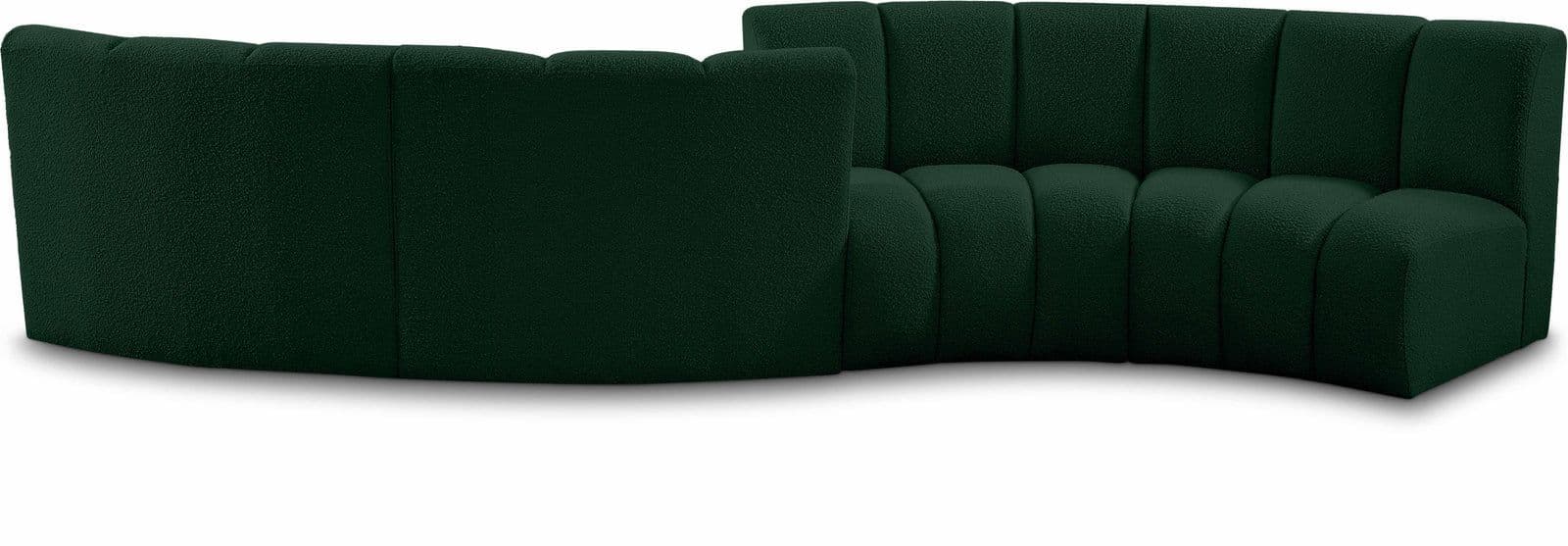 Isolde 154" Green Boucle Fabric Upholstered Sectional, 4-Piece
