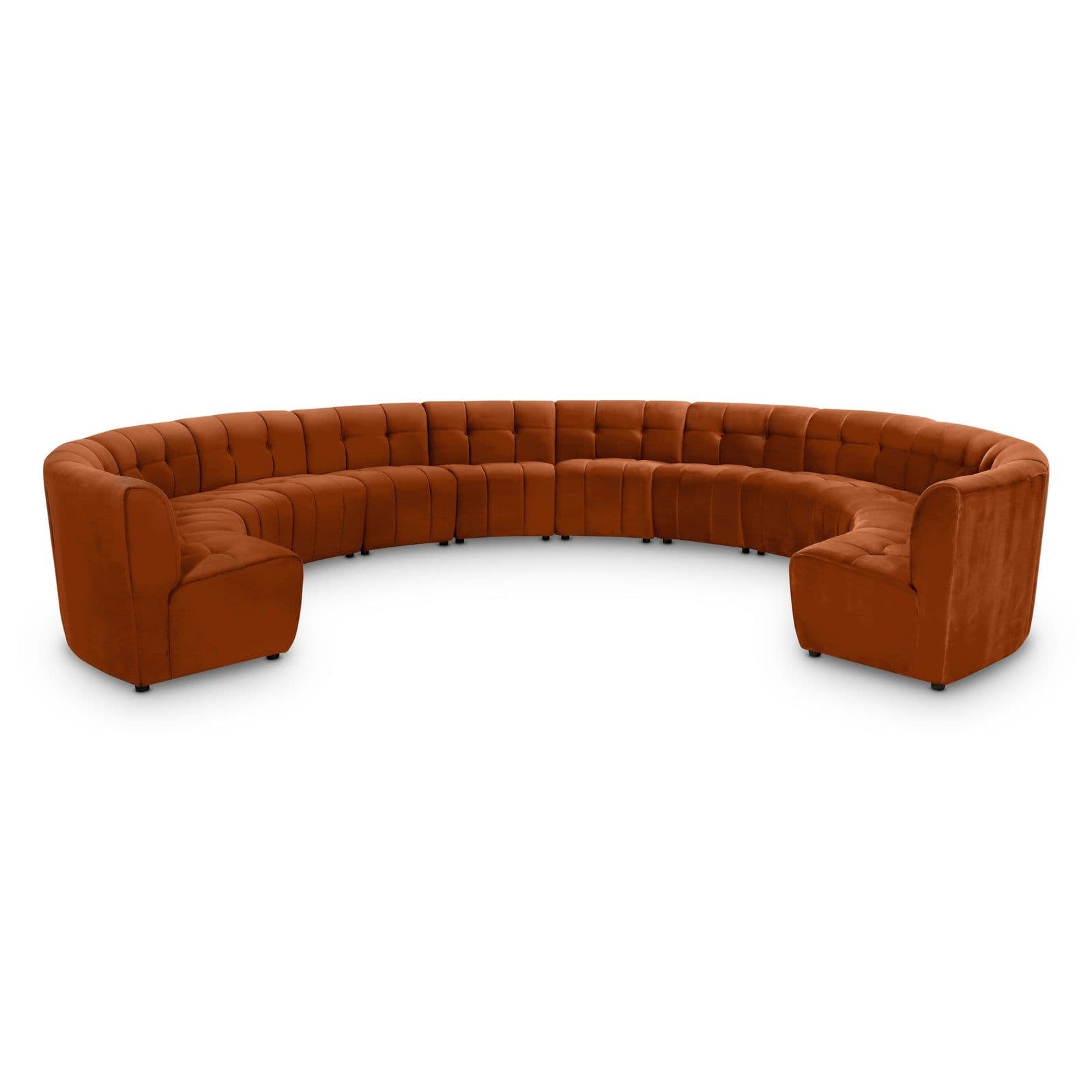 Kira 177.5" Cognac Velvet Upholstered Sectional, 12-Piece