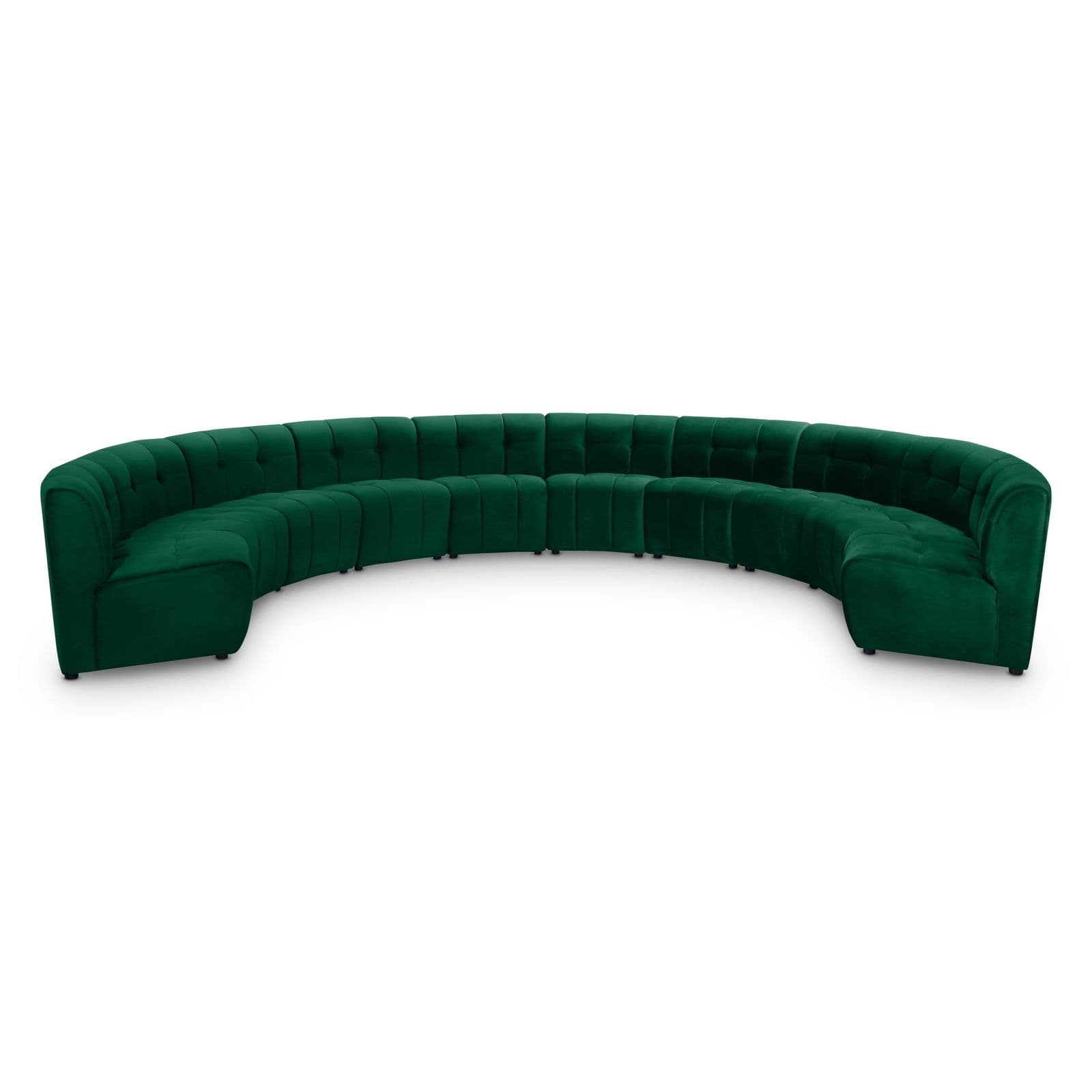 Kira 177.5" Green Velvet Upholstered Sectional, 10-Piece