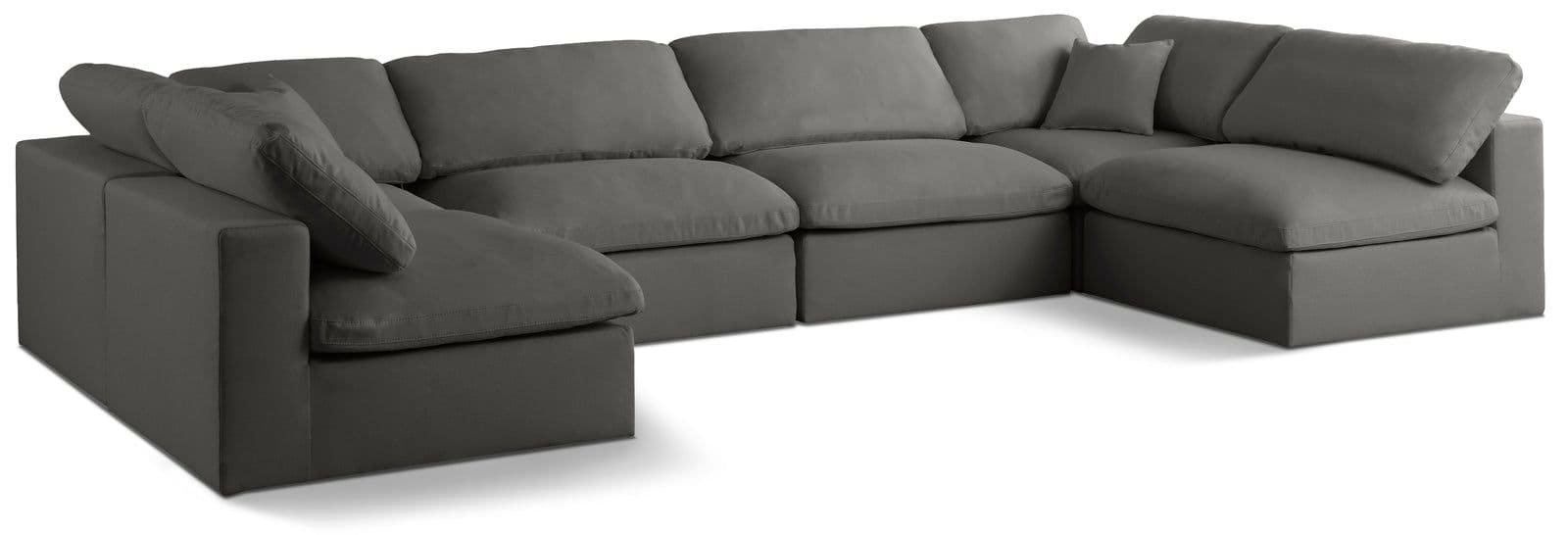 Selene 140" Grey Velvet Upholstered Standard Comfort Sectional, 6-Piece (Style 3)
