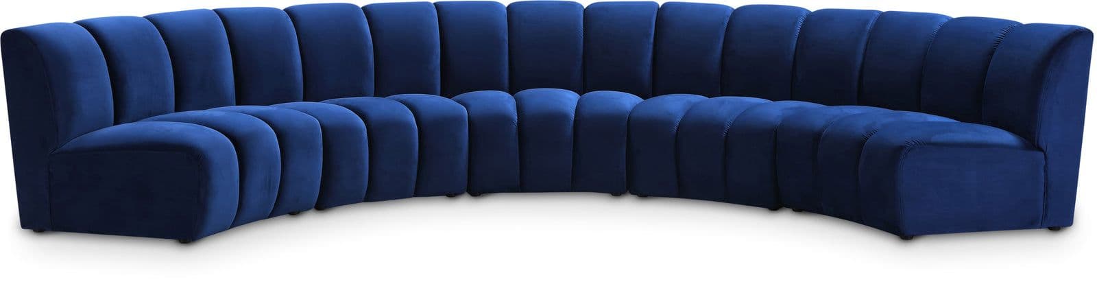 Isolde 167" Navy Velvet Upholstered Sectional, 5-Piece