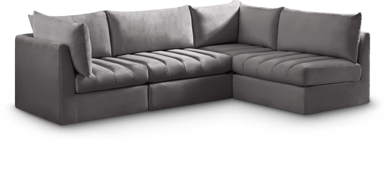 Rowan 103" Grey Velvet Upholstered Sectional, 4-Piece