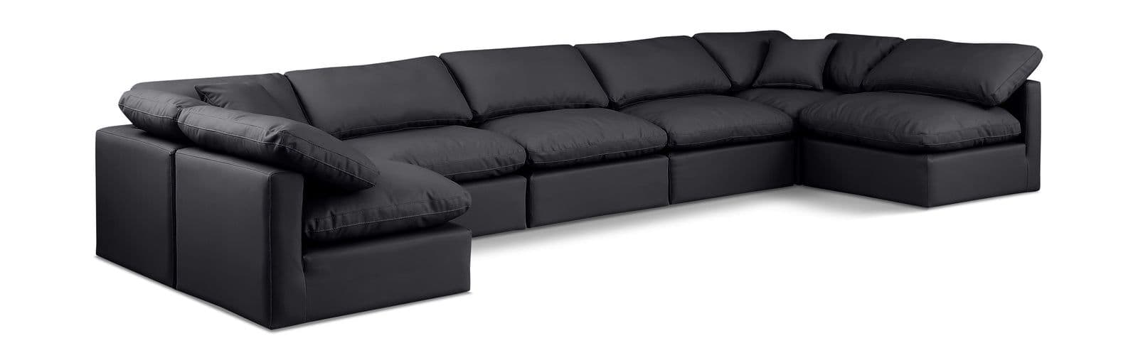 Sloane 175" Vegan Leather Upholstered Sectional, 7-Piece