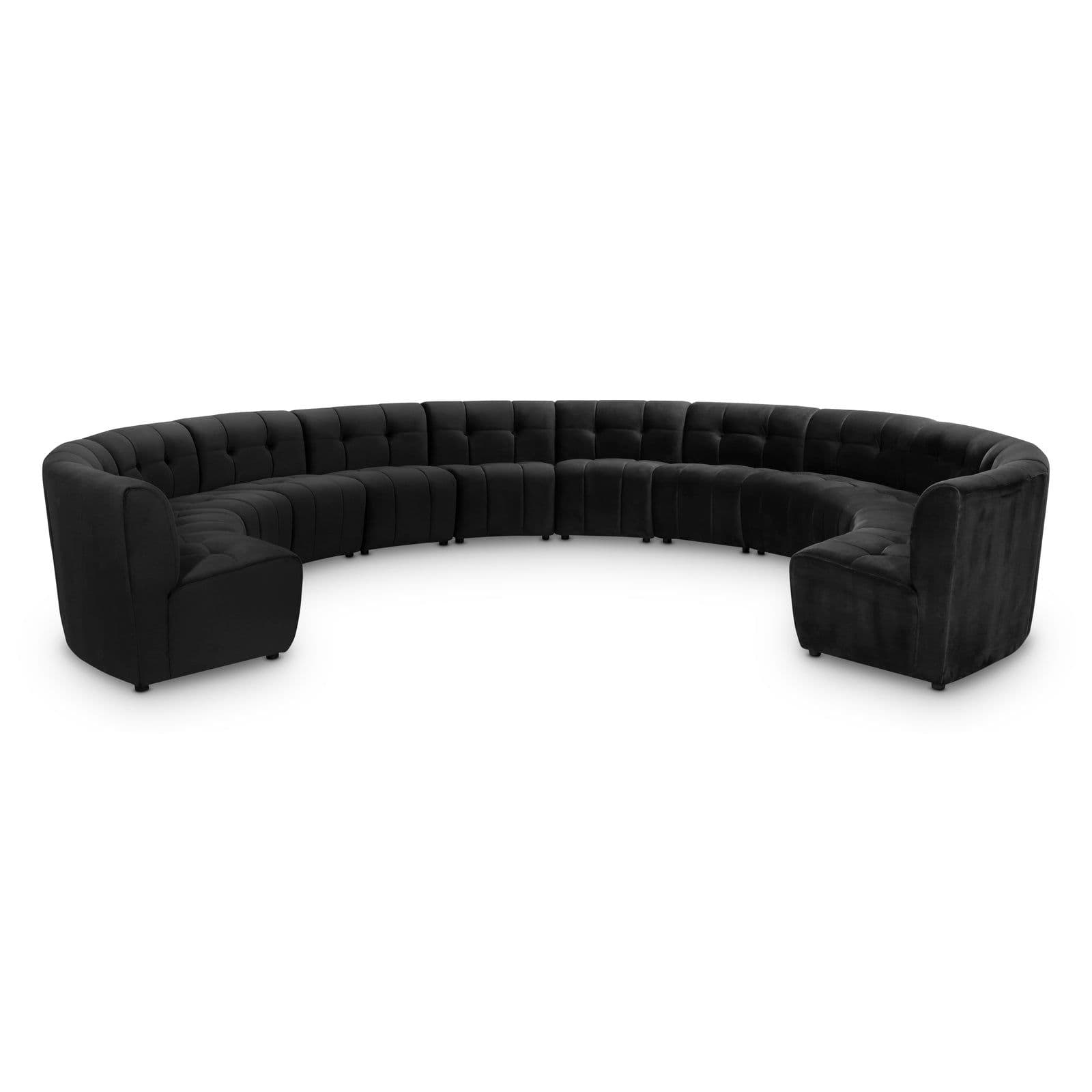 Kira 177.5" Black Velvet Upholstered Sectional, 12-Piece