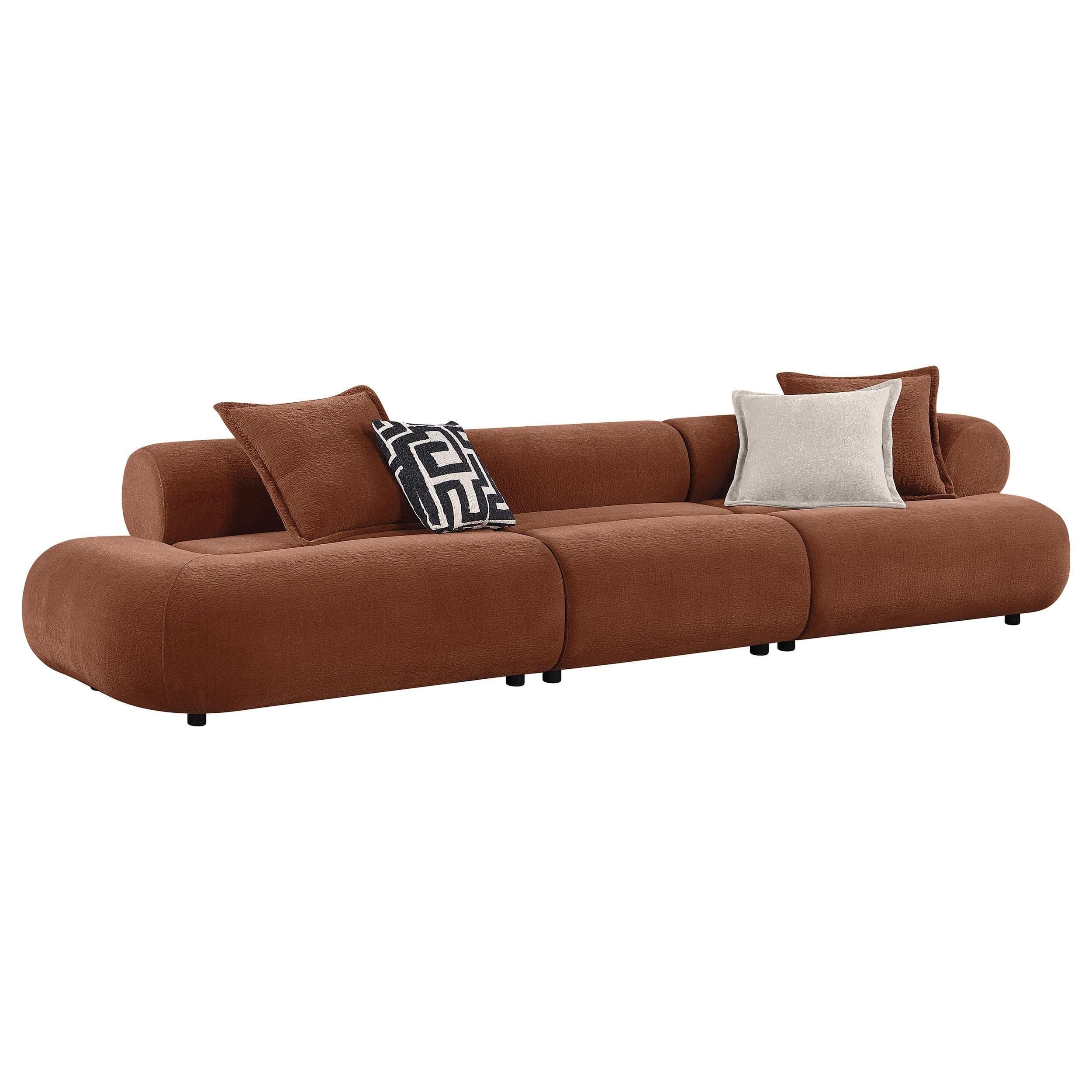 Ashlyn 143-inch Velvet Modular Bumper Sectional Sofa Rust