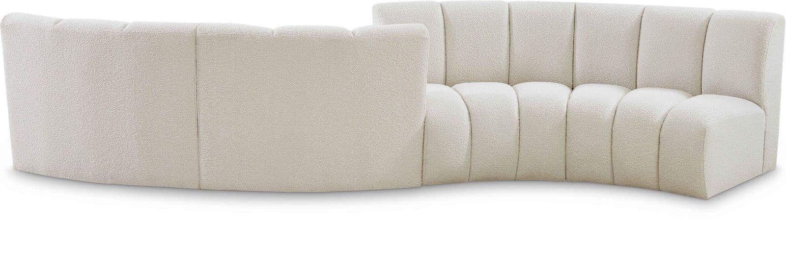 Isolde 154" Cream Boucle Fabric Upholstered Sectional, 4-Piece